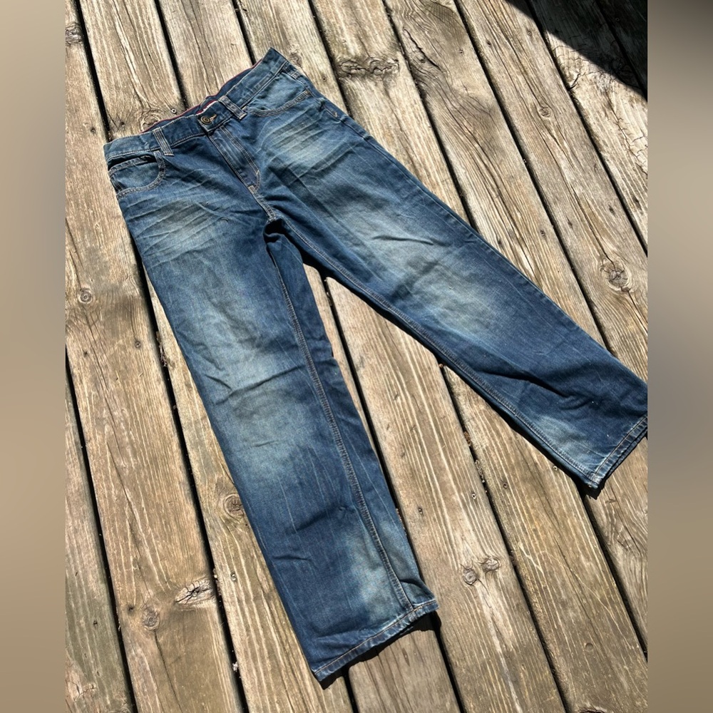 Tommy Jeans Relaxed Fit Distressed Wide Leg Embroidered Logo Detail Boys Size 16